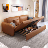 Convertible faux leather sleeper sofa bed with storage, 62.2 inches wide
